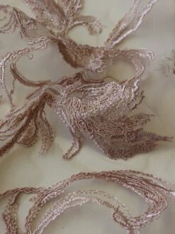 Pink Embroidered Lace - Viveca -Bridal Fabric Shop VivecaPinkLace CloseUp