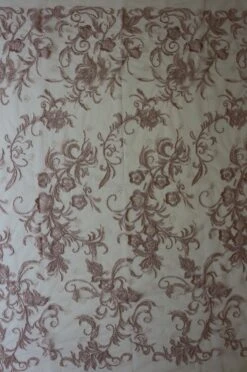 Pink Embroidered Lace - Viveca -Bridal Fabric Shop VivecaPinkLace FullWidth