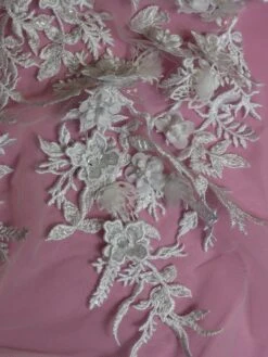 White Embroidered 3D Lace - Abiona 18 White Embroidered 3D Lace - Abiona -Bridal Fabric Shop WhiteAbionaLace Closeup