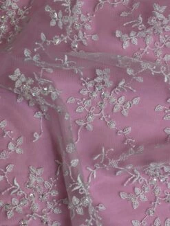 White Beaded Lace - Fearne 11 White Beaded Lace - Fearne -Bridal Fabric Shop WhiteLace Fearne closeup