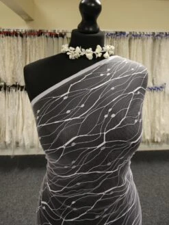 White Raschel Lace - Stream -Bridal Fabric Shop WhiteLace Stream