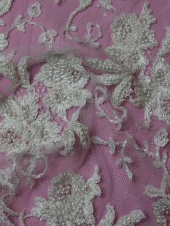 White Beaded Chantilly Lace - Annalisa 12 White Beaded Chantilly Lace - Annalisa -Bridal Fabric Shop WhiteLaceAnnalisa