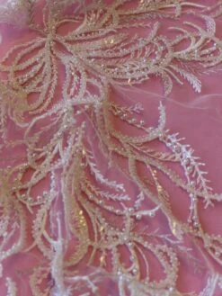 Ivory Beaded Lace - Zanobia -Bridal Fabric Shop Zanobia Closeup