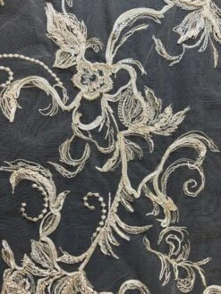 Champagne Embroidered Lace - Zarine -Bridal Fabric Shop Zarine