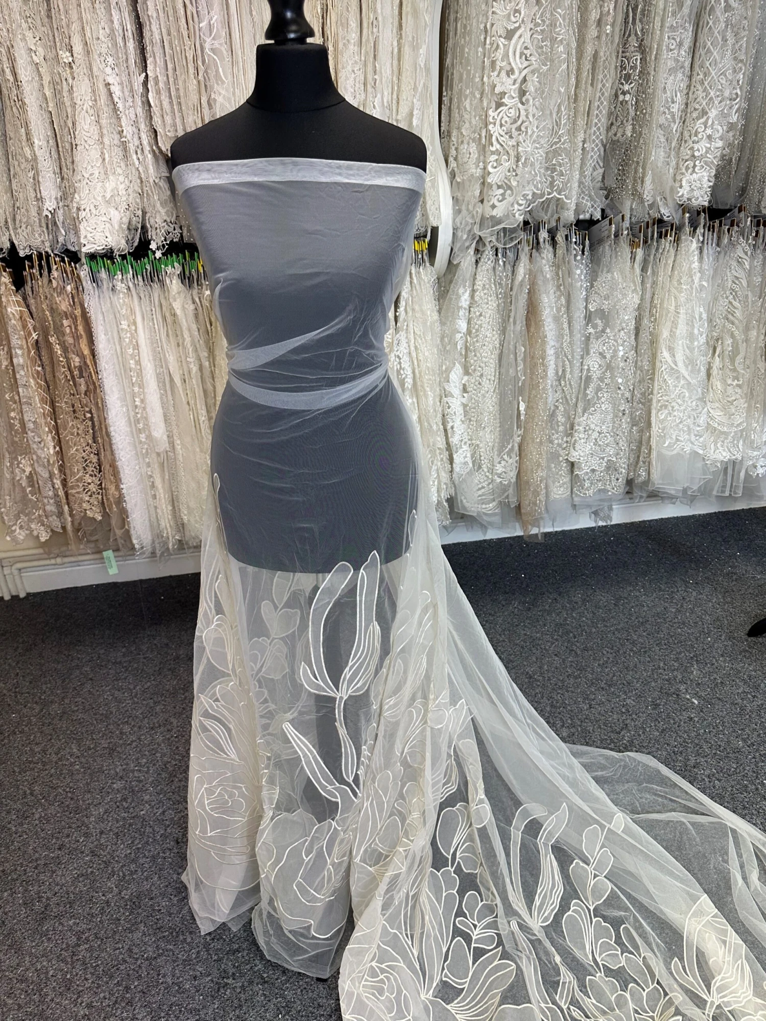 Champagne Large Scale Embroidered Lace - Braylee 1 Champagne Large Scale Embroidered Lace - Braylee