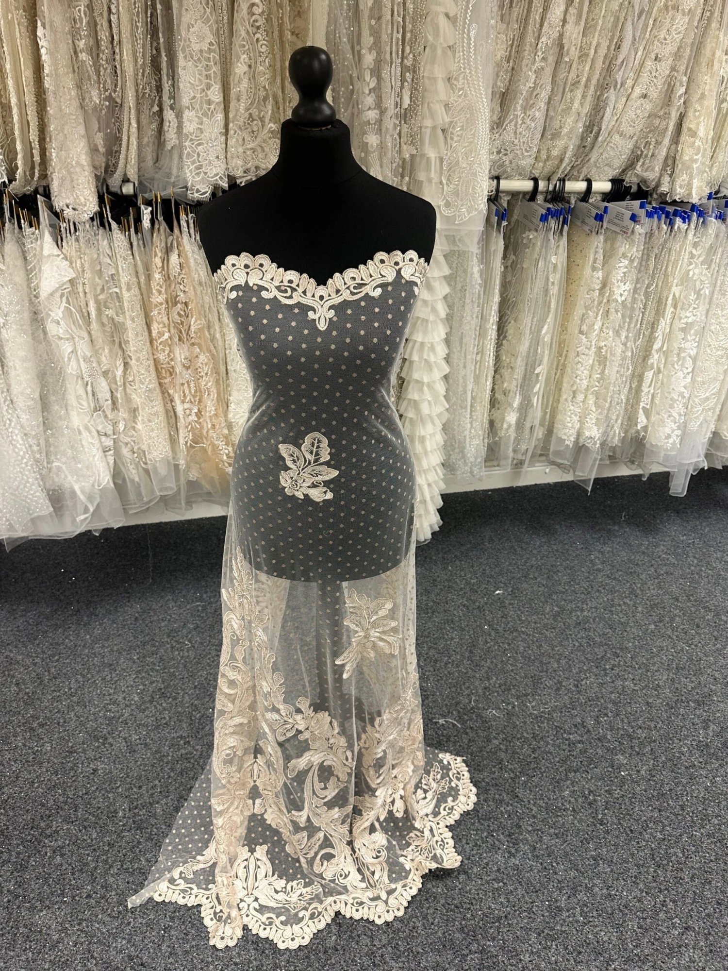 Champagne Embroidered Lace - Sandy 1 Champagne Embroidered Lace - Sandy