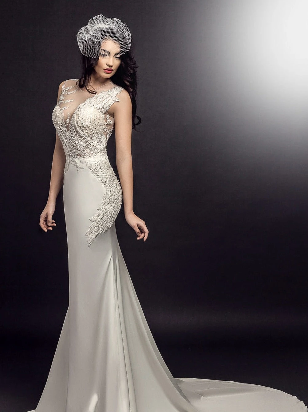 Ivory Beaded With White Feathers Lace - Chantelle 2 Ivory Beaded With White Feathers Lace - Chantelle - Image 2