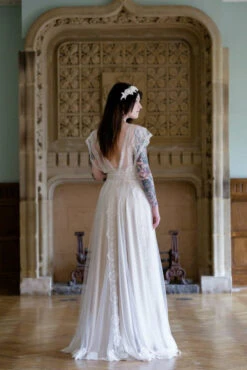 Ivory Sequinned Lace - Amber 25 Ivory Sequinned Lace - Amber -Bridal Fabric Shop amberback