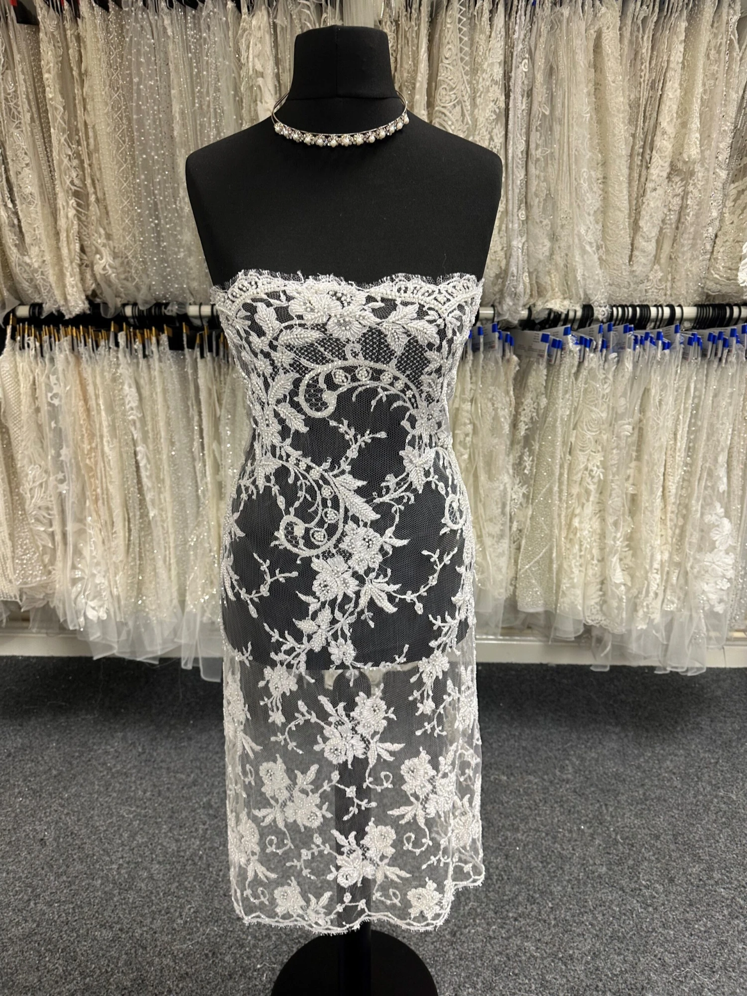 White Beaded Chantilly Lace - Annalisa 1 White Beaded Chantilly Lace - Annalisa