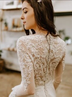 Ivory Beaded Lace – Ava -Bridal Fabric Shop ava lace dress3