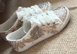 Blush Beaded Lace - Renata -Bridal Fabric Shop bespoke bridal pumps 1