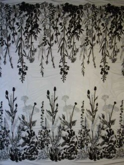 Black & Silver Embroidered Lace - Garbina -Bridal Fabric Shop black and silver embroidered lace garbina full width