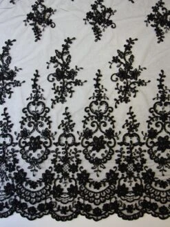Black Beaded And Corded Lace - Alexandra -Bridal Fabric Shop black beaded lace alexandra