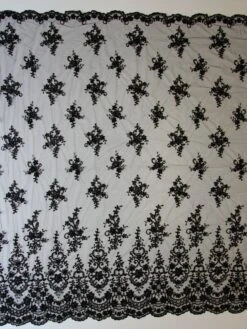 Black Beaded And Corded Lace - Alexandra -Bridal Fabric Shop black beaded lace alexandra full width