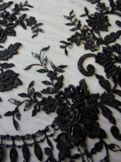 Black Beaded Lace - Ziggy 8 Black Beaded Lace - Ziggy -Bridal Fabric Shop black beaded lace ziggy close up