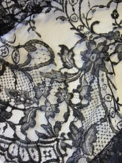 Black Chantilly Lace - Kate -Bridal Fabric Shop black chantilly lace kate close up