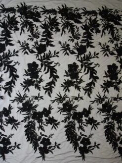 Black Sequinned Embroidery Lace - Gaynor -Bridal Fabric Shop black corded and sequinned lace gaynor full width