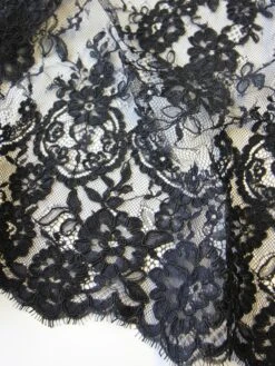 Black Corded Lace - Eloise 13 Black Corded Lace - Eloise -Bridal Fabric Shop black corded lace eloise close up