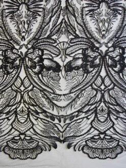 Black Embroidered Lace - Immaculata -Bridal Fabric Shop black corded sequinned lace immaculata