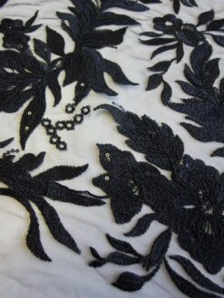 Black Sequinned Embroidery Lace - Gaynor -Bridal Fabric Shop black embroidered lace gaynor close up