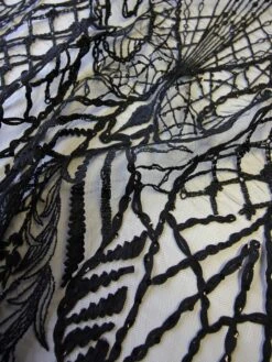 Black Embroidered Lace - Hortense -Bridal Fabric Shop black embroidered lace hortense close up