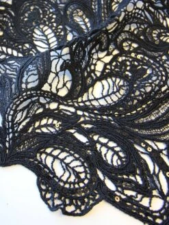 Black Corded & Sequinned Lace - Monet -Bridal Fabric Shop black lace monet close up