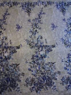Blue Tonal Lace - Octavia Ocean -Bridal Fabric Shop blue lace octavia full width