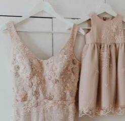 Blush Beaded Lace - Hildreth -Bridal Fabric Shop blush pink wedding dress using 3d flower lace 3
