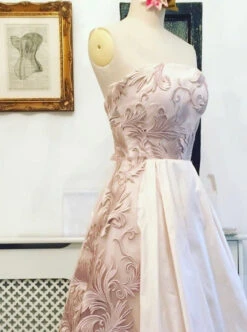 Pink Embroidered Lace - Autumn -Bridal Fabric Shop blush pink wedding gown using pink lace autumn 2