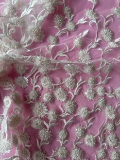 Ivory & Pink Embroidery Lace - Zillah -Bridal Fabric Shop c fcf54851 fd6e 43bf 81db cb6a7fadee6c