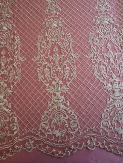 Champagne Embroidered Lace - Victory -Bridal Fabric Shop champagne embroidered bridal lace victory