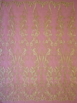 Champagne Embroidered Lace - Dinah -Bridal Fabric Shop champagne embroidered lace dinah full width