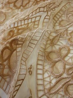 Champagne Embroidered Lace - Nyla -Bridal Fabric Shop champagne embroidered lace nyla close up