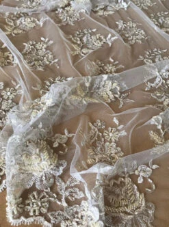 Champagne Beaded Lace - Chloe -Bridal Fabric Shop chloechamp