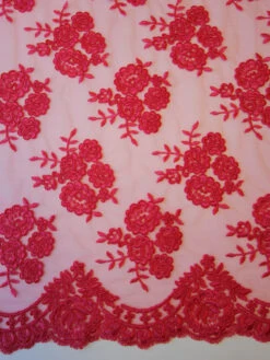 Coral Corded Lace - Riaz -Bridal Fabric Shop coral corded lace riaz