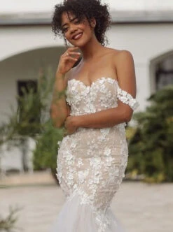 Ivory Beaded 3D Lace - Erwin -Bridal Fabric Shop dress made out of erwin lace 2