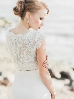 Ivory Beaded Lace – Ava -Bridal Fabric Shop dress made using ava lace