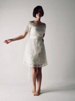 Ivory Corded Lace – Dawn -Bridal Fabric Shop dress made using dawn lace 2