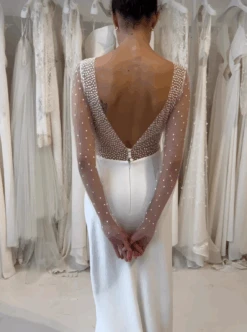 Soft White Embroidered Lace - Boudicca -Bridal Fabric Shop embroidereddotlaceboudicca1