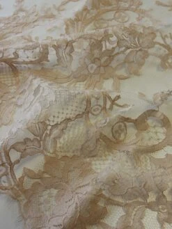Blush Pink Chantilly Lace - Kate -Bridal Fabric Shop flesh chantilly lace kate close up
