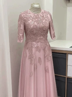 Pink Embroidered Lace - Galliano -Bridal Fabric Shop galliano1