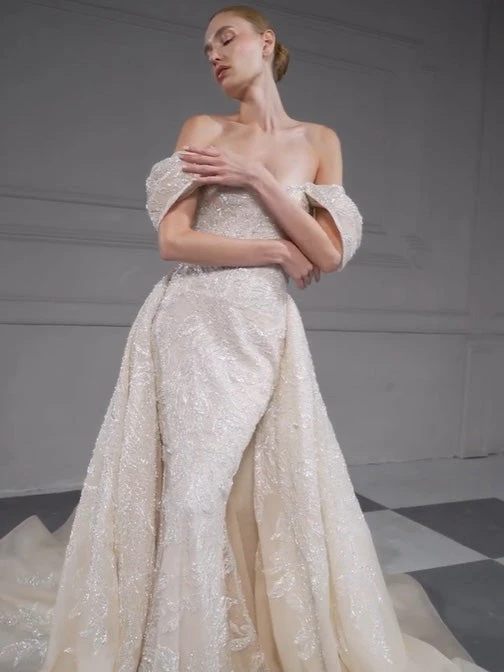 Ivory Beaded Embroidery Lace - Leonella 16 Ivory Beaded Embroidery Lace - Leonella - Image 16