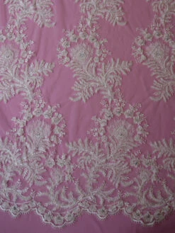 Ivory Beaded Lace - Cara -Bridal Fabric Shop ivory beaded embroidered lace cara