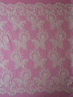 Ivory Beaded Lace - Cara -Bridal Fabric Shop ivory beaded embroidered lace cara full width