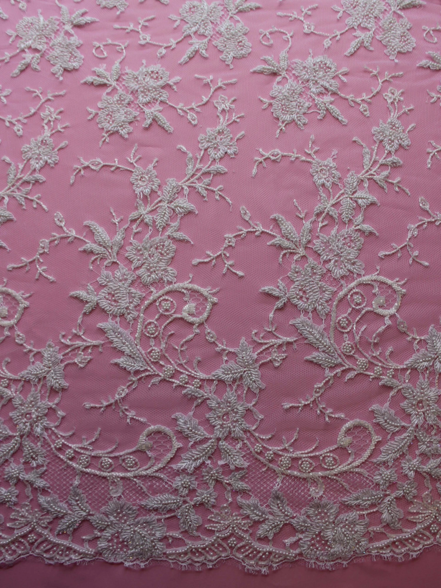 White Beaded Chantilly Lace - Annalisa 4 White Beaded Chantilly Lace - Annalisa - Image 4