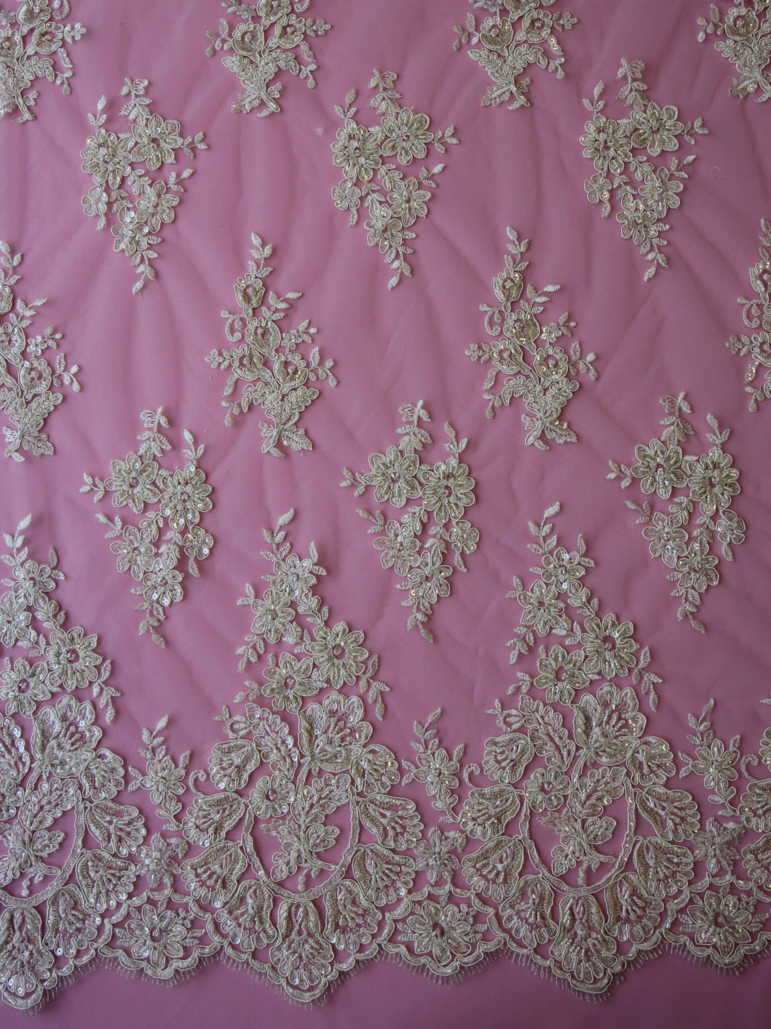 Ivory Corded & Beaded Lace - Madeleine 4 Ivory Corded & Beaded Lace - Madeleine - Image 4