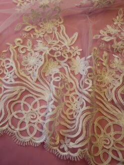 Ivory Corded Lace - Libby -Bridal Fabric Shop ivory corded lace libby close up