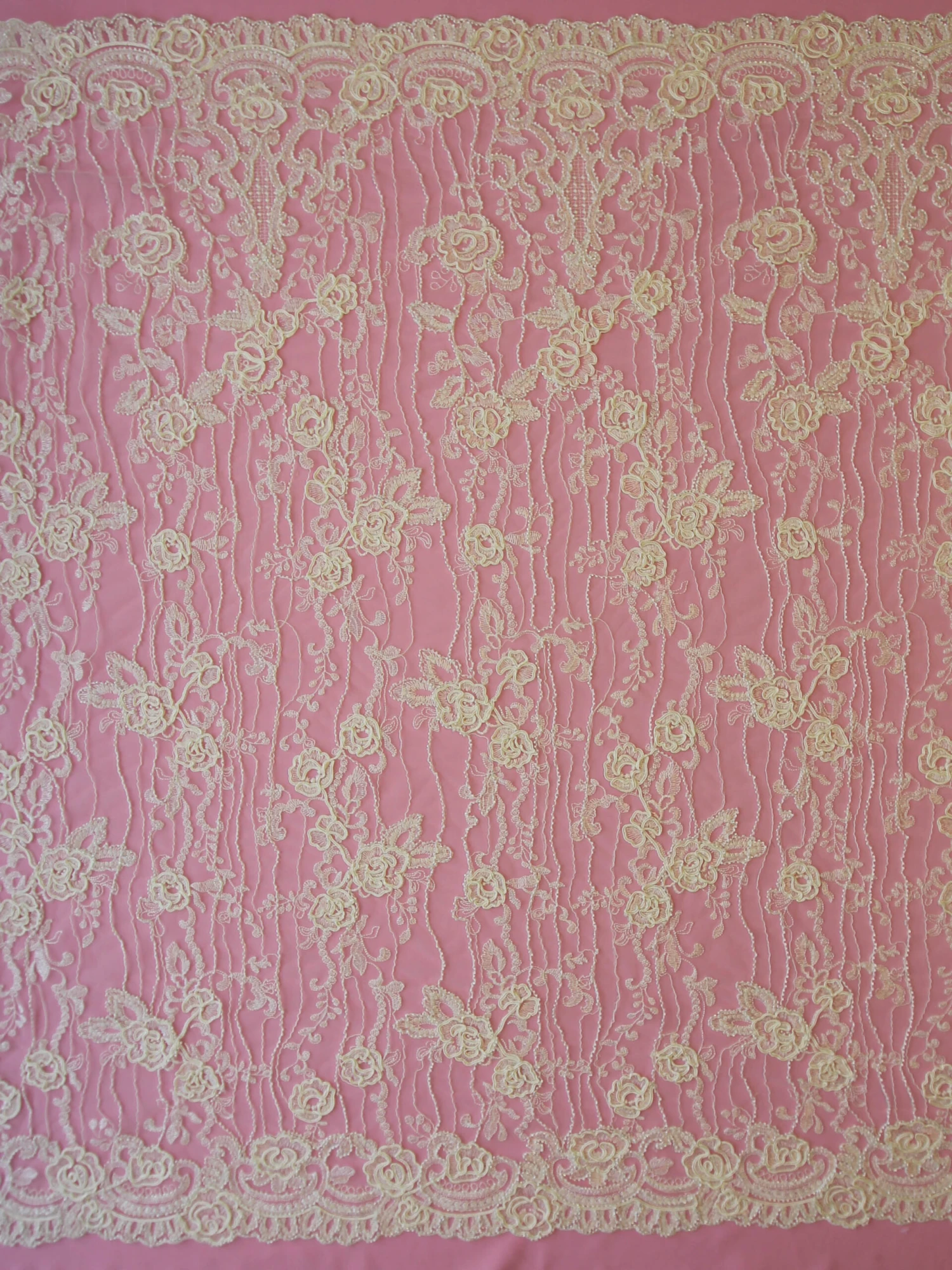 Ivory Corded And Beaded Lace – Rochelle 5 Ivory Corded And Beaded Lace – Rochelle - Image 5