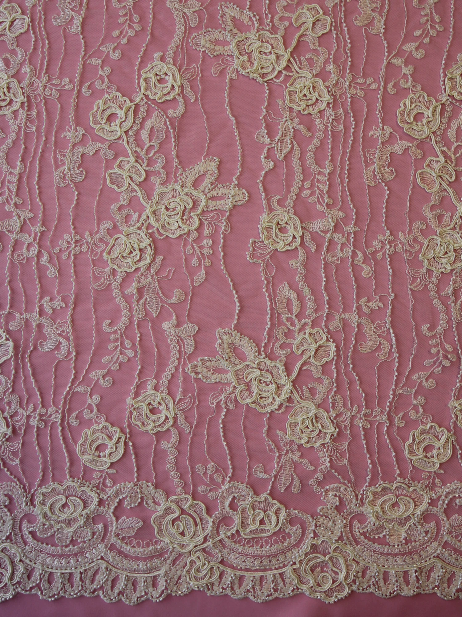 Ivory Corded And Beaded Lace – Rochelle 6 Ivory Corded And Beaded Lace – Rochelle - Image 6