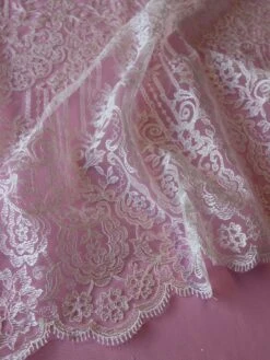 Ivory Embroidered Lace - Colette -Bridal Fabric Shop ivory embroidered lace collette close up